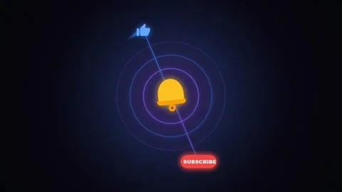 Animated Social Media Notification Bell with Subscribe Button and Like Icon on Stock Footage 344773701