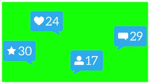 Animated social media notification bubbles floating against a bright green Stock Footage 345212718