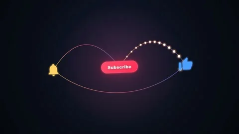 Animated Social Media Subscribe Button with Notification Bell and Like Icon on Stock Footage 344773606