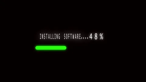 Animated software installation progress bar green loading screen digital te.. Stock Footage 321444518