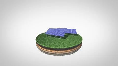Animated Solar Farm, Loopable 360 Degree Orbit with Separate Alpha Stock Footage