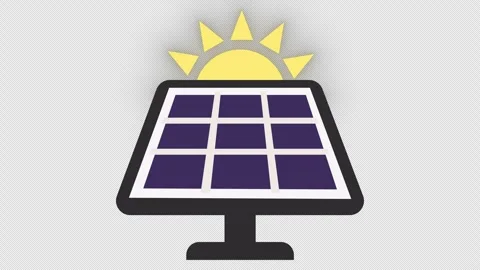 Animated solar panel icon with rising sun on Alpha Channel. Photovoltaic so.. Stock Footage 341635662