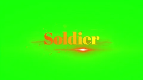 Animated soldier text title with glowing light effects on a green screen Stock Footage 345779438