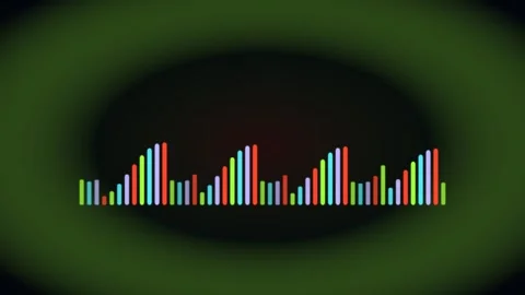 Animated sound equalizer bars moving rhythmically on a dark green backgroun.. Stock Footage 340492182