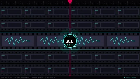 Animated Sound Waveform with Label Marker for Audio Visualization Video stock 339399292