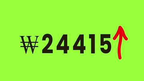 Animated South Korean won currency symbol W with increasing numbers and upw.. Stock Footage 325763402