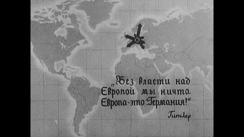 Animated Soviet map of feared German advances Stock Footage 103381584
