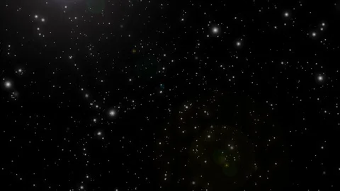 Animated space motion. Moving throuh the stars. Horizon camera lens flare effect Video stock 103421198