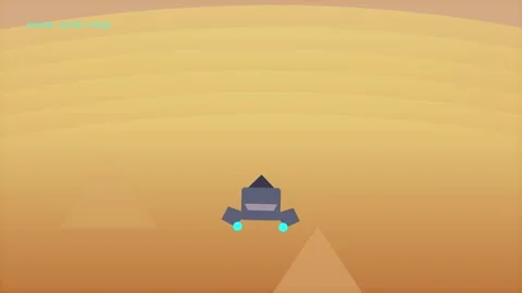 Animated spaceship flying over desert landscape Stock Footage 345344370