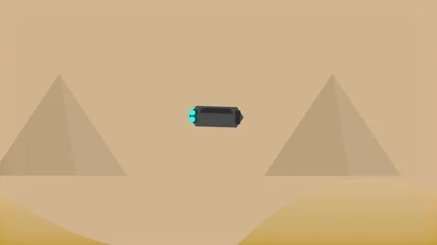 Animated spaceship flying over desert pyramids Stock Footage 345548627