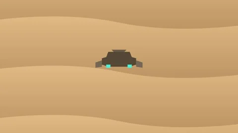 Animated spaceship flying over desert dunes in 4K Stock Footage 345548673
