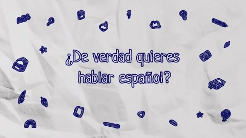 Animated Spanish text "Do you really want to speak Spanish?" on crumpled paper Stock Footage 280682375