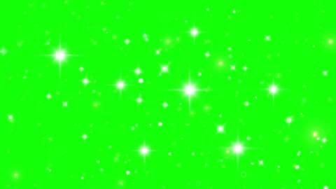 Animated sparkling stars overlay on a solid green screen background Stock Footage 345296031