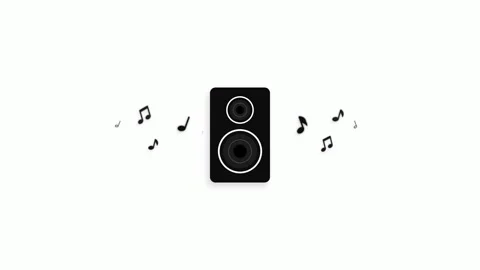 Animated speaker icon with floating music notes on white background 4K Vídeo Stock 336742216