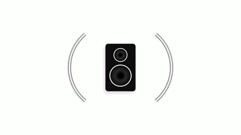 Animated speaker icon with pulsating sound wave effect Vídeo Stock 336742220
