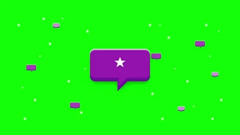 Animated Speech Bubble Icon with Purple Star in Motion Stock Footage 339379975