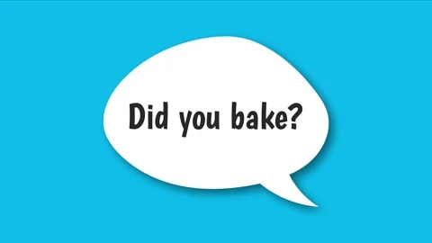 Animated Speech Bubble Question Did You Bake Blue Background Stock Footage 345111207