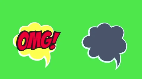 Animated speech bubble sticker with OMG text on green screen Stock Footage 335670451