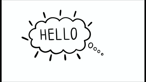 Animated speech cloud think lettering Hello clip. Hand drawn writing design Stock Footage 142873233