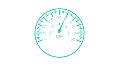 Animated Speed Indicator Dial with Needle Sweeping Across Scale, Car Dashbo.. Stock Footage 310205926