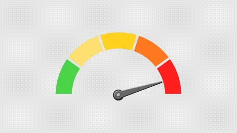Animated speedometer with five bar colors for measurements Stock Footage 308310796