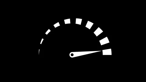 Animated speedometer gauge showing performance and progress on black background Stock Footage 338316086