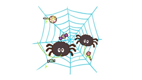 Animated Spider and Web - White Background Stock Footage 282790312