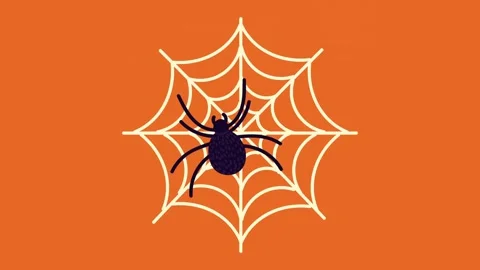 Animated spider on web for halloween celebration graphic element against or.. Video stock 338403983