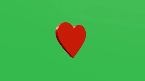 Animated spin float red heart on green chroma key background Stock Footage 334863128