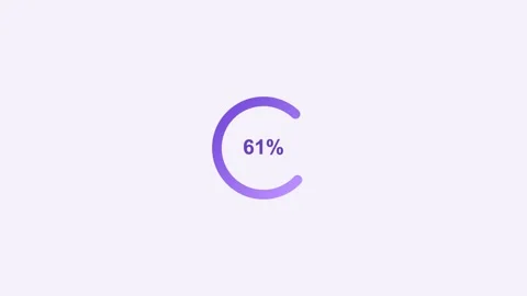 Animated spinning circle loader with a percentage, violet Vidéo 342594743