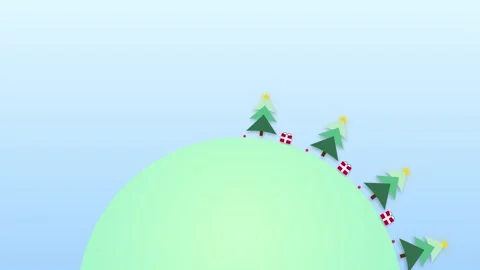 Animated spinning globe with Christmas trees and presents 스톡 동영상 345729639