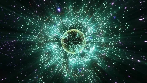 Animated spinning glowing sphere in space. Video stock 296965207