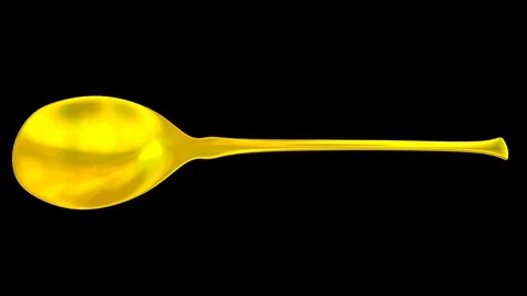 Animated spinning gold simple gold spoon, Stock Video