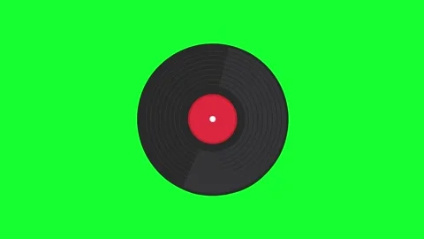 Animated spinning vinyl LP record disc loop on green screen background for .. Stock Footage 340382698