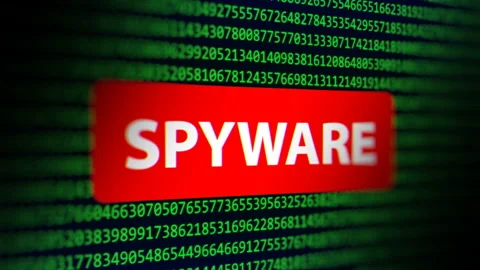 Animated Spyware Alert on Abstract Green Number Background Stock Footage 147377703
