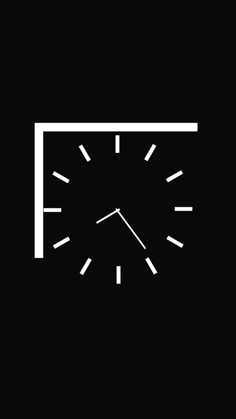 Animated square clock design with vibrant neon glow vertical video. Minimal.. Stock Footage 321627066