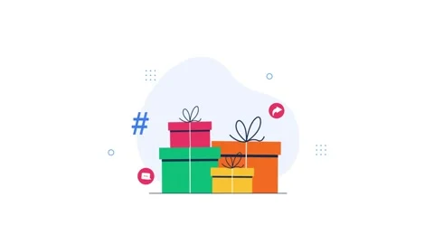 Animated Stack of Colorful Gift Boxes with Social Media Icons Stock Footage 338145540