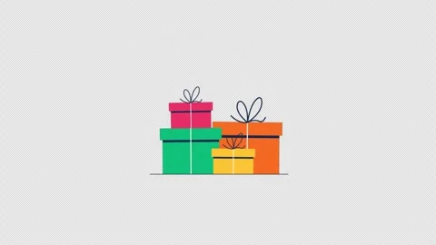 Animated Stack of Colorful Gift Boxes - Transparent Stock Footage 338145598
