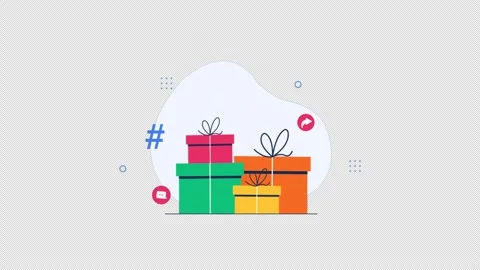 Animated Stack of Colorful Gift Boxes with Social Media Icons - Transparent Stock Footage 338145610