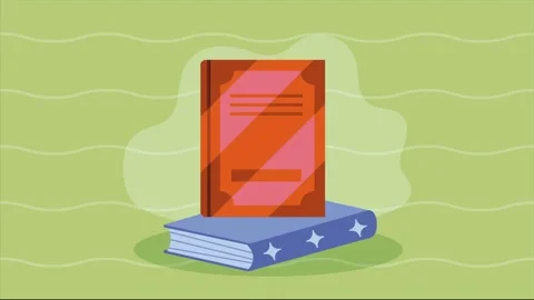 Animated stacked books illustration for learning and academic research concep 库存影片 339267554