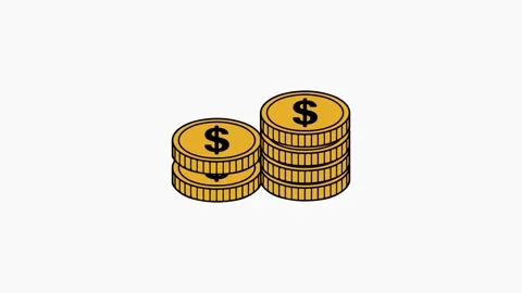Animated Stacking Gold Dollar Coins Icon Stock Footage 333848578