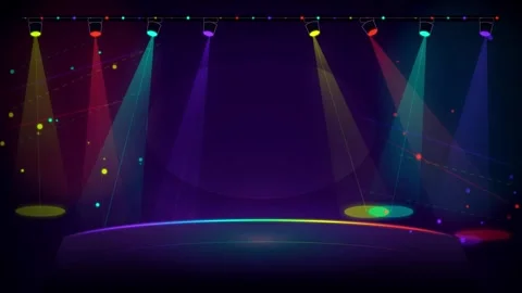 Animated stage light show with central copy space Stock Footage 345214432