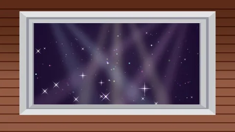 Animated Stage Lights and Glitter Sparkles Loop with Wooden Frame Vídeo Stock 345118072