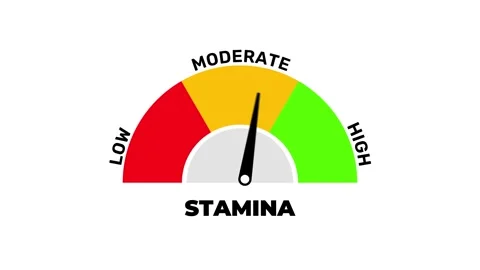 Animated Stamina Gauge Meter Showing Energy Levels with Moving Needle Stock Footage 319059308