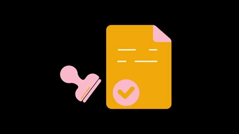 Animated stamp document icons in thin line style 動画素材 321088668