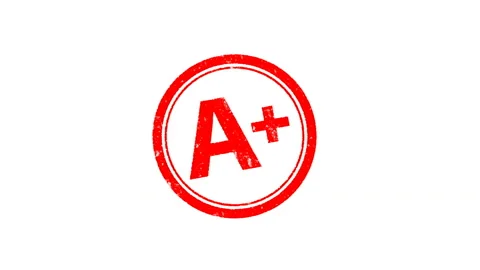 Animated A+, A, A- Stamp Grade Score on Black, White, Green and Alpha Channel Stock Footage 147380758