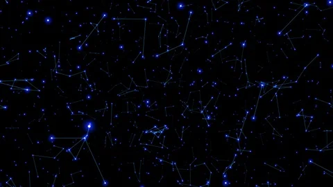  Animated star like connected particles flying in black space Stock Footage 86813654