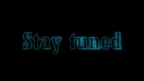Animated stay tuned text glowing particles yellow green blue black background Vídeo Stock 344414158