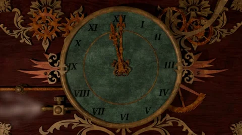 Animated Steampunk Clock with Text: Last Minute Stock Footage 67202928