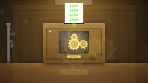 Animated Steampunk Machine with Rotating Golden Gears and Changing Digital Stock Footage 343445552